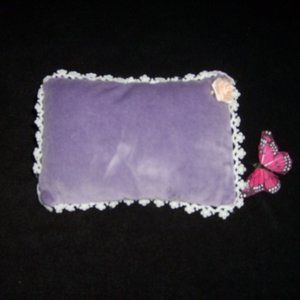 Sachet Lilac Velvet Fabric Vintage Lace Handmade